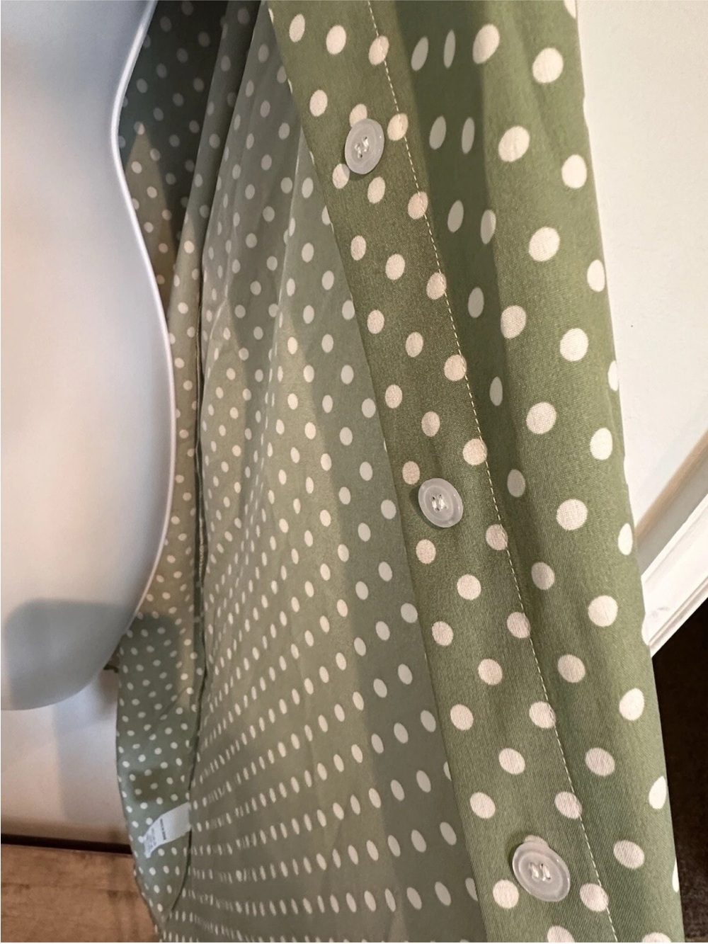 Olive Green Polka Dot women’s Button-Up Shirt - Picture 4 of 10